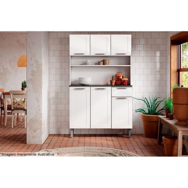 Encontraproduto.com.br - Cozinha Compacta Dona Maria c/ 6 Portas e 1 Gaveta Branco - Bertolini