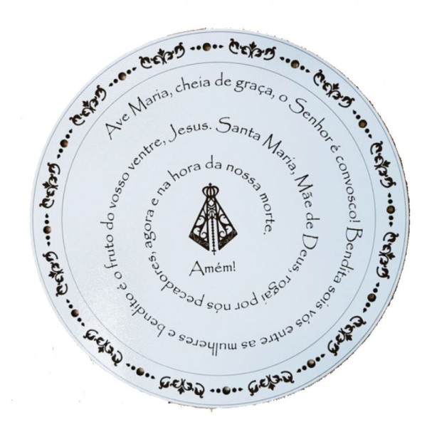 Encontraproduto.com.br - Mandala Oração Ave Maria Mdf Branco 30 Cm [f031]