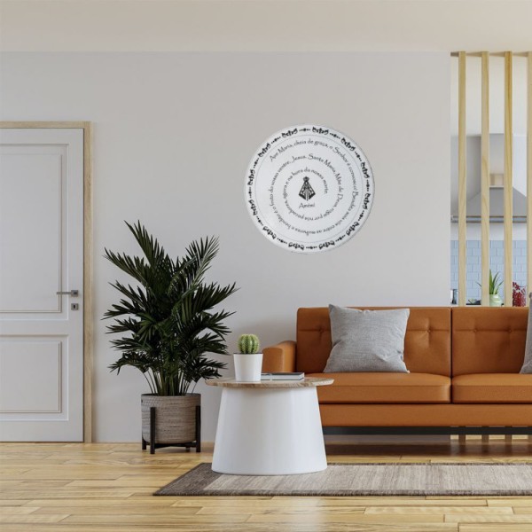 Encontraproduto.com.br - Mandala Oração Ave Maria Mdf Branco 60 Cm [f031]