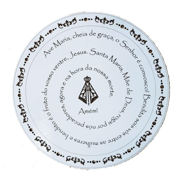 Encontraproduto.com.br - Mandala Oração Ave Maria Mdf Branco 60 Cm [f031]