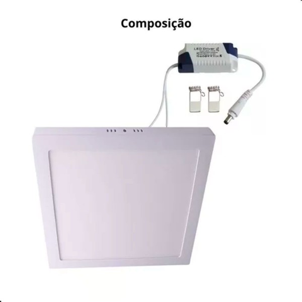 Encontraproduto.com.br - Kit 10 Painel Plafon Led 18w Quadrado Sobrepor Branco Frio