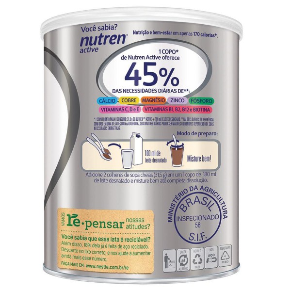 Encontraproduto.com.br - Suplemento Alimentar NUTREN ACTIVE Chocolate 400g - Nestlé