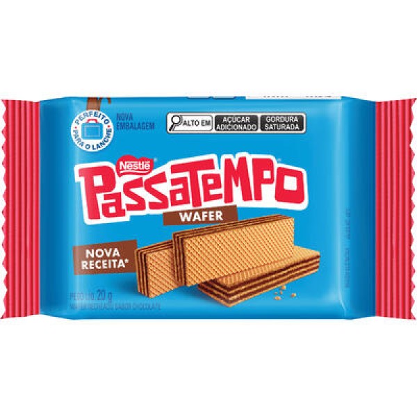 Biscoito Wafer Passatempo Chocolate Pacote com 20g