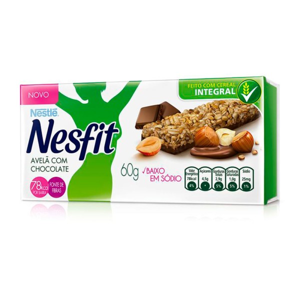 Encontraproduto.com.br - Barra de Cereal Sabor Avelã com Chocolate Aveia e Castanha de Caju Nesfit 3 Unidades