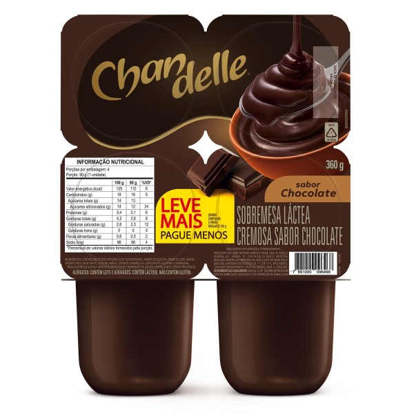 Encontraproduto.com.br - Sobremesa Láctea Chandelle Chocolate 360g