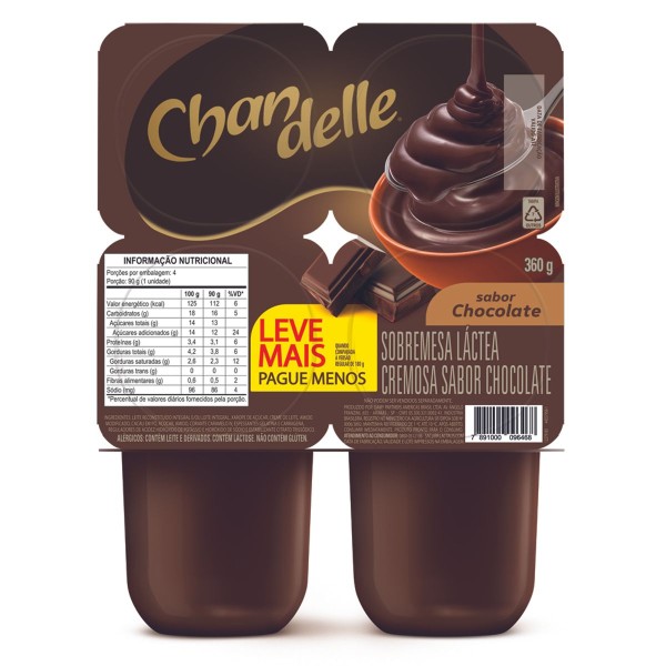 Encontraproduto.com.br - Sobremesa Láctea Chandelle Chocolate 360g