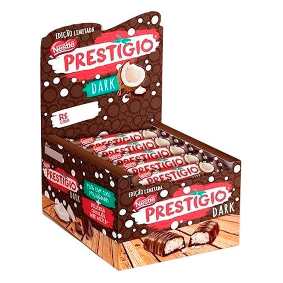 Encontraproduto.com.br - Prestigio Dark Mais Coco 30x33g Display 990g Nestle