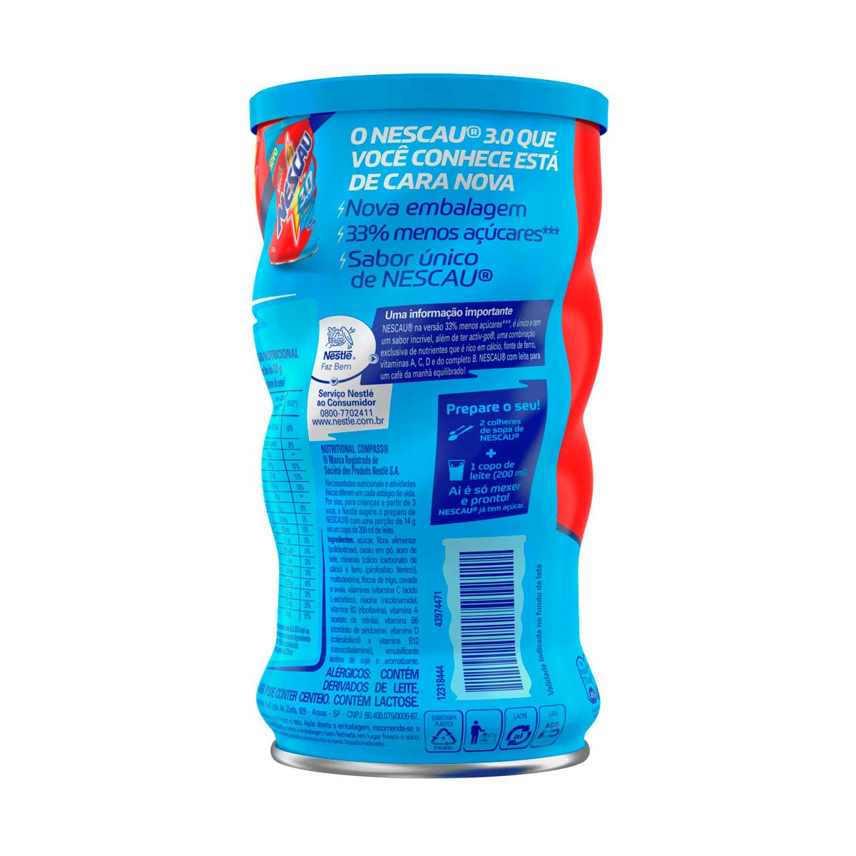 Encontraproduto.com.br - Achocolatado Nescau Lata 33% Menos Açucar 380g
