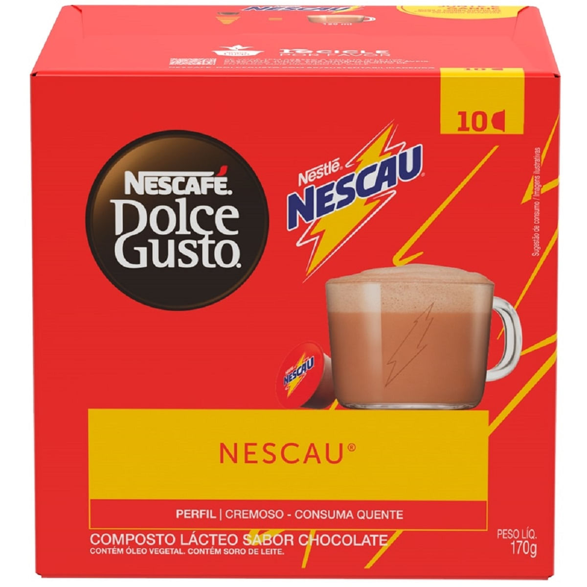 Encontraproduto.com.br - Cápsula de Chocolate Nescafé Dolce Gusto Nescau 170g Com 10 Cápsulas