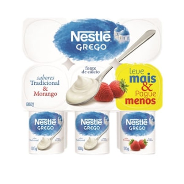 Encontraproduto.com.br - Iog Nestle Grego Tradicional e Morango Bandeja 600g