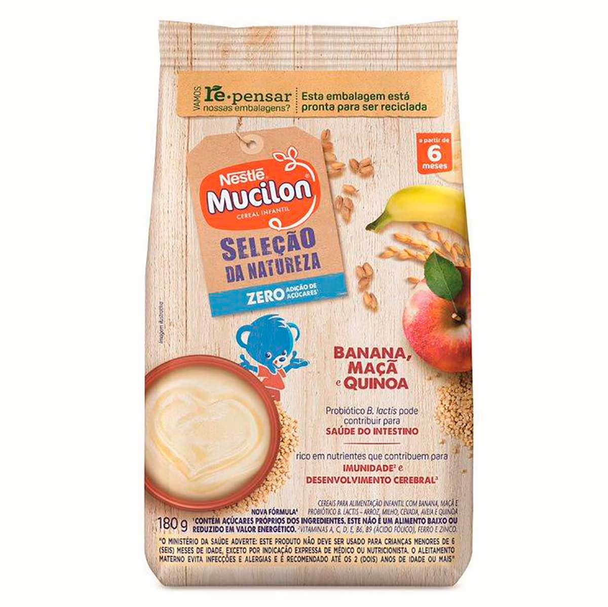 Cereal Infantil Mucilon Seleção da Natureza Banana, Maçã e Quinoa 180g