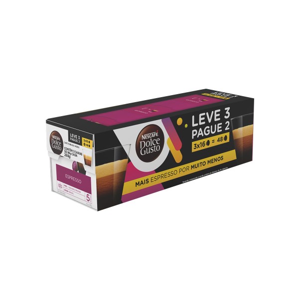 Encontraproduto.com.br - Pack Café Dolce Gusto Espresso 288g c/48 Cápsulas Leve3 Pague2