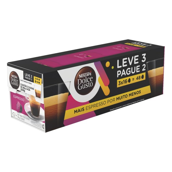 Encontraproduto.com.br - Pack Café Dolce Gusto Espresso 288g c/48 Cápsulas Leve3 Pague2