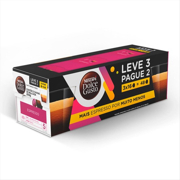 Encontraproduto.com.br - Pack Café Dolce Gusto Espresso 288g c/48 Cápsulas Leve3 Pague2