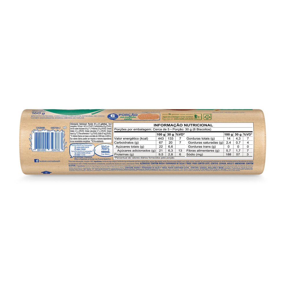 Encontraproduto.com.br - Biscoito Nesfit Integral Coco 160g