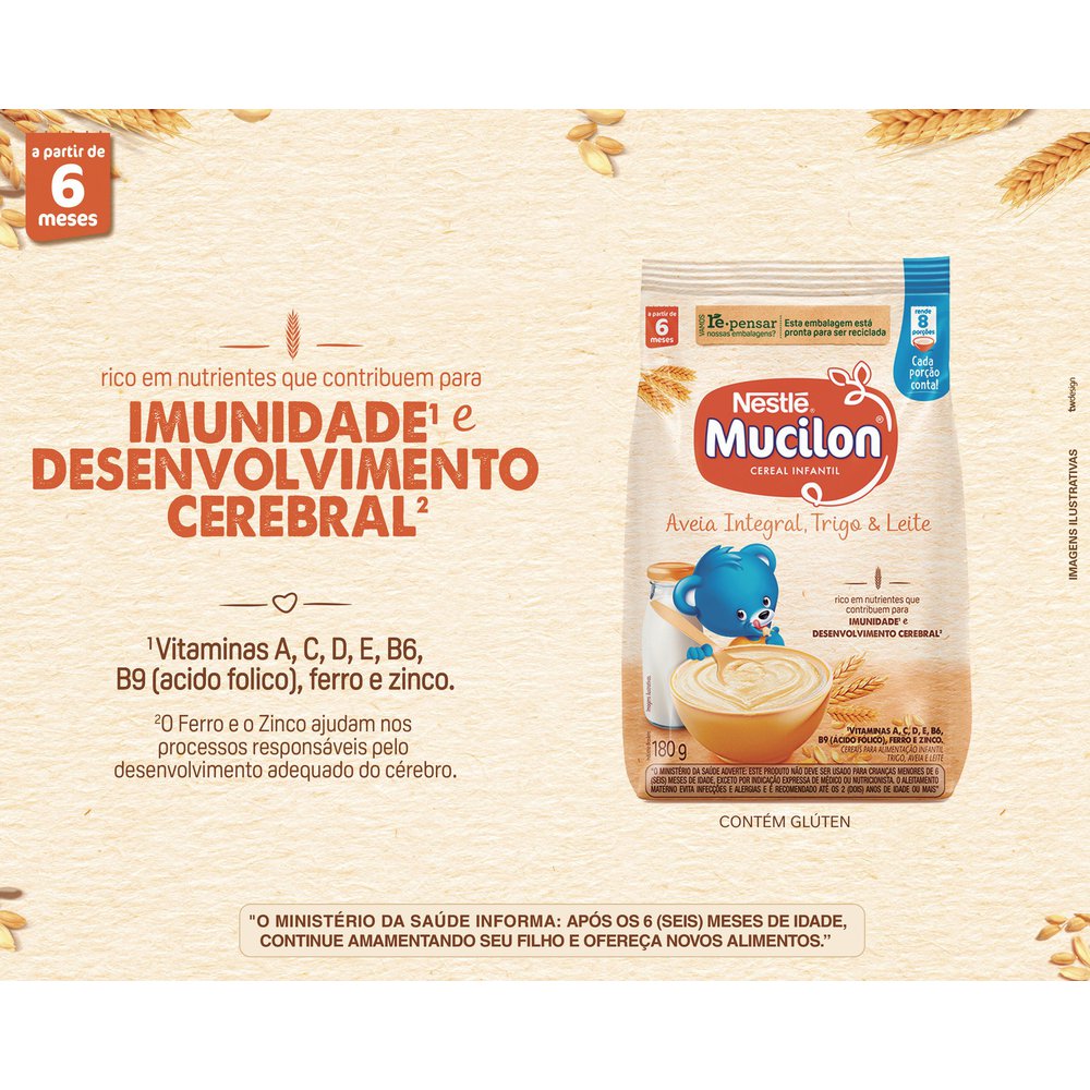 Encontraproduto.com.br - Cereal Infantil Mucilon Aveia Integral, Trigo e Leite 180g