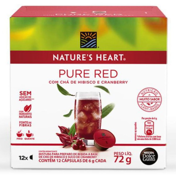 Encontraproduto.com.br - Chá Pure Red Com Chá De Hibisco E Cranberry NatureS Heart Caixa 12 Cápsulas 72G
