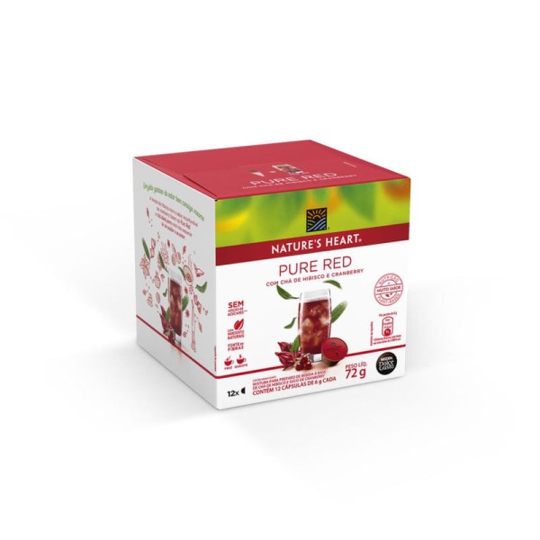 Encontraproduto.com.br - Chá Pure Red Com Chá De Hibisco E Cranberry NatureS Heart Caixa 12 Cápsulas 72G