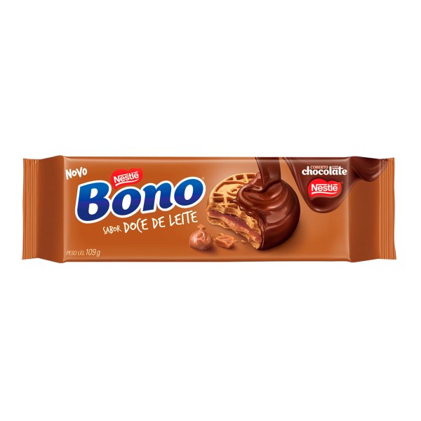 Encontraproduto.com.br - Biscoito Recheado  Doce Leite Cobertura Chocolate Bono 109 g