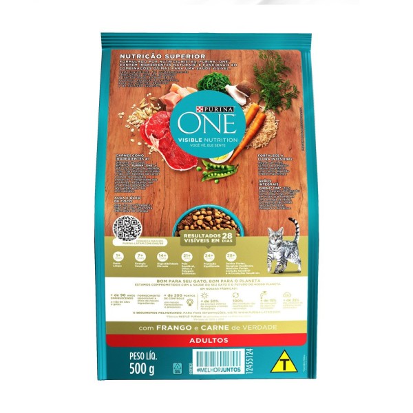 Encontraproduto.com.br - Alimento Gato One 500g Adultos Frango e Carne