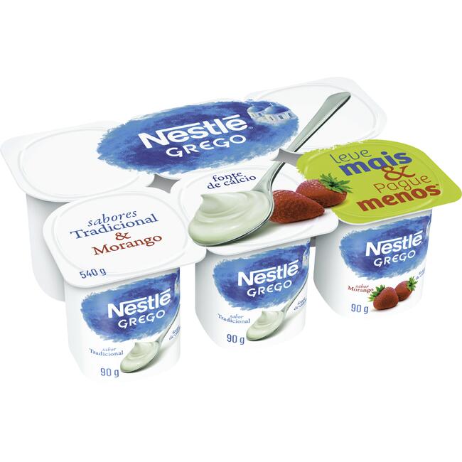 Encontraproduto.com.br - Iogurte Grego Nestlé Tradicional e Morango Bandeja com 540g