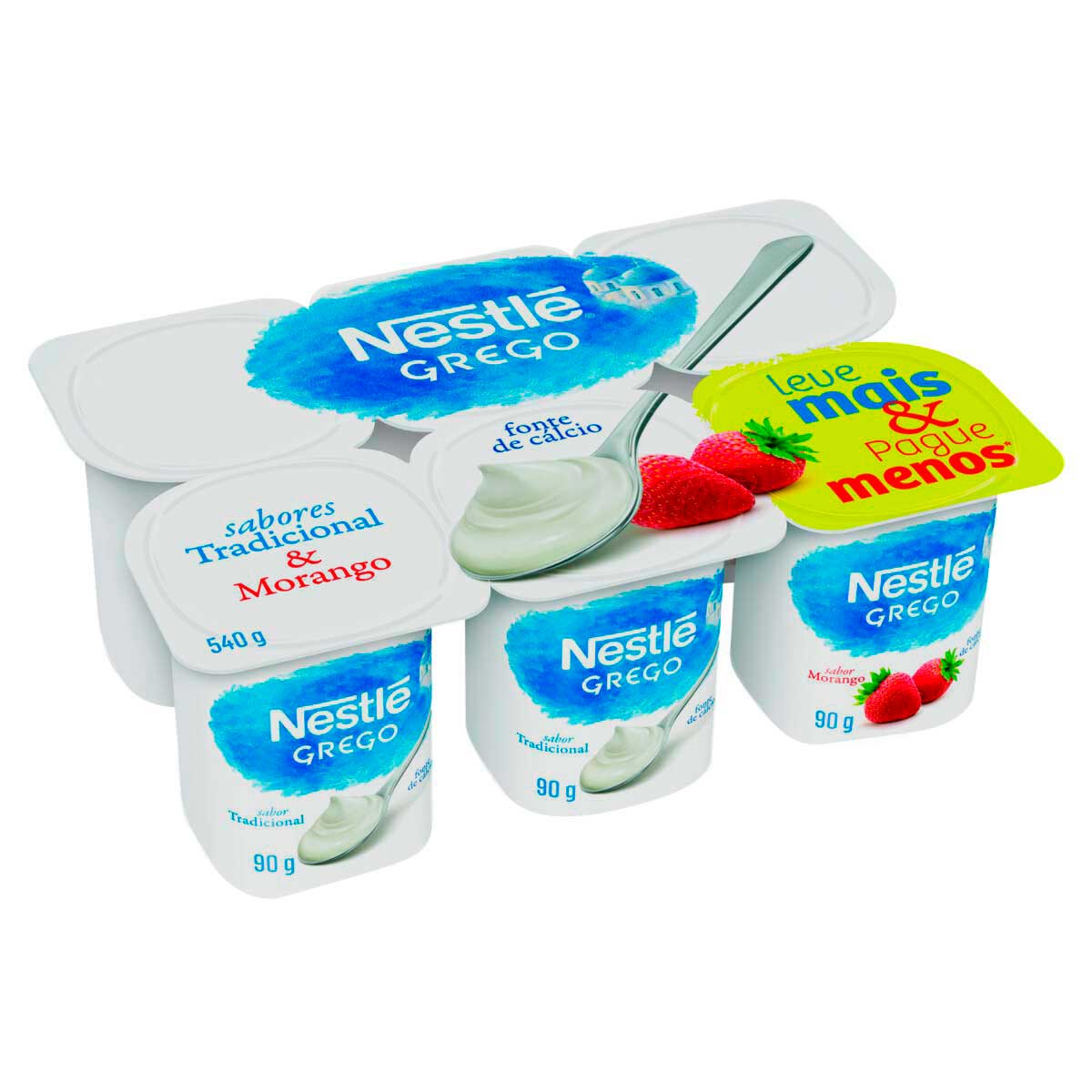 Encontraproduto.com.br - Iogurte Grego Nestlé Tradicional e Morango Bandeja com 540g