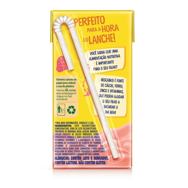 Encontraproduto.com.br - Bebida Láctea Nesquik Nestlé Morango TP com 180ml