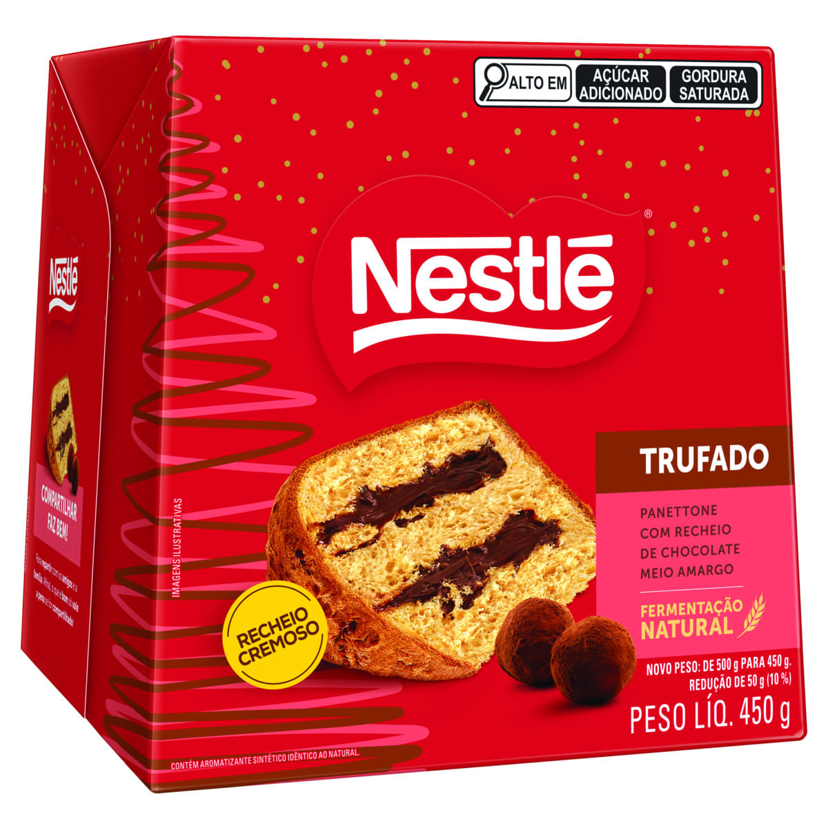 Panettone Nestlé Trufado c/ Recheio de Chocolate Meio Amargo 450g