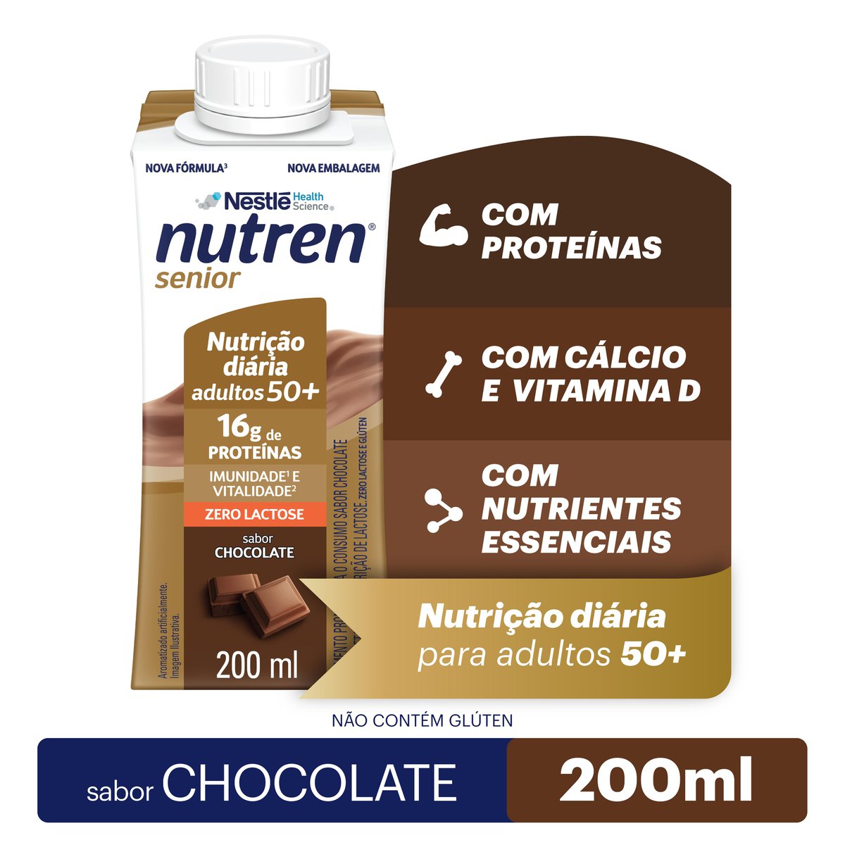 Encontraproduto.com.br - Complemento Alimentar Nutren Senior Chocolate Zero Lactose 200ml