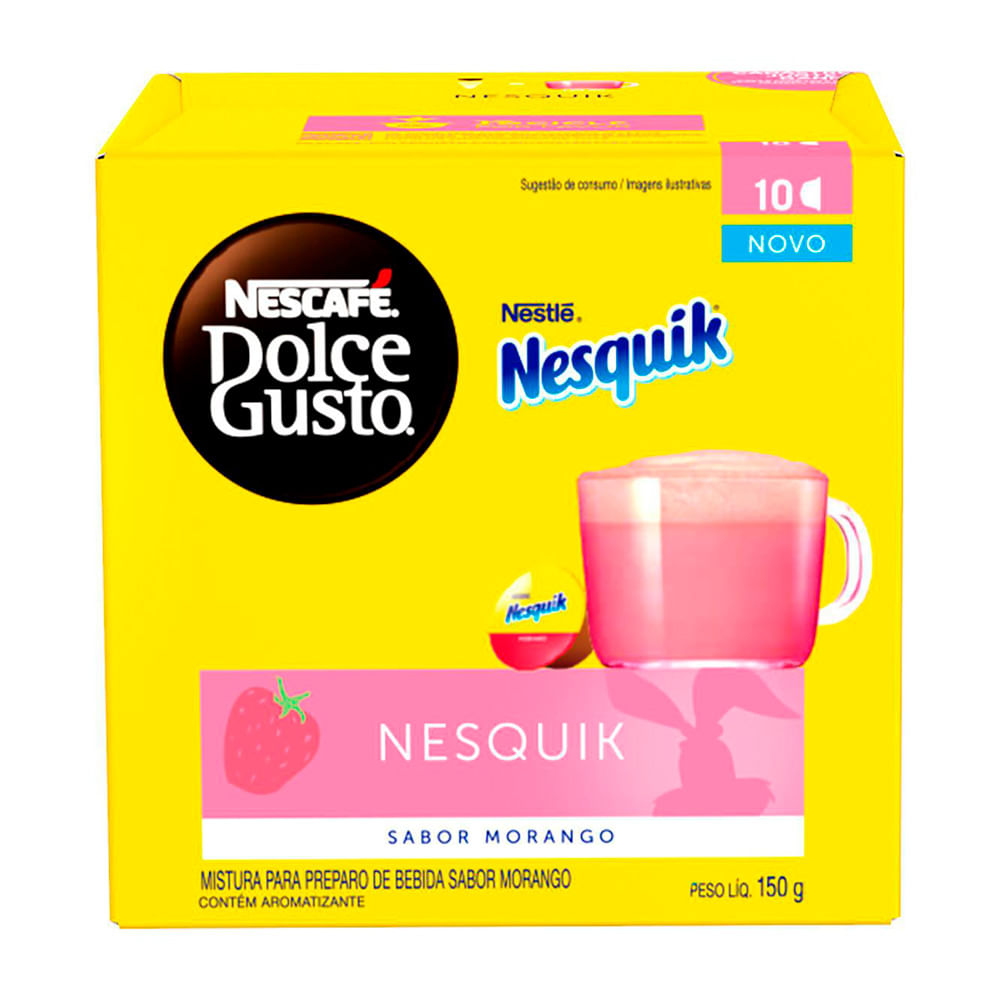 Encontraproduto.com.br - Café em Cápsula Nescafé Dolce Gusto Nesquik Morango 10 Cápsulas 150g