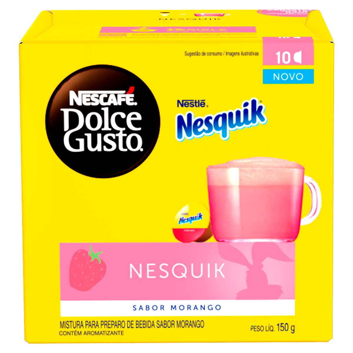 Encontraproduto.com.br - Café em Cápsula Nescafé Dolce Gusto Nesquik Morango 10 Cápsulas 150g