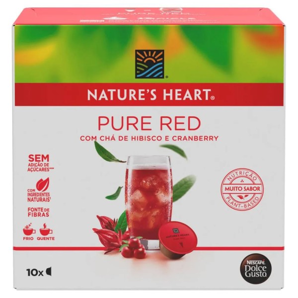 Encontraproduto.com.br - Chá Pure Red sem Açúcar Sabor Hibisco e Suco de Cranberry Natures Heart Caixa com 6 Cápsulas 60g