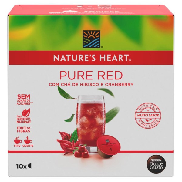 Encontraproduto.com.br - Chá Pure Red sem Açúcar Sabor Hibisco e Suco de Cranberry Natures Heart Caixa com 6 Cápsulas 60g