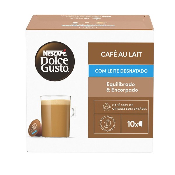 Encontraproduto.com.br - Café em Cápsula Nescafé Dolce Gusto Cafe Au Lait Desnatado 10 Cápsulas 100g