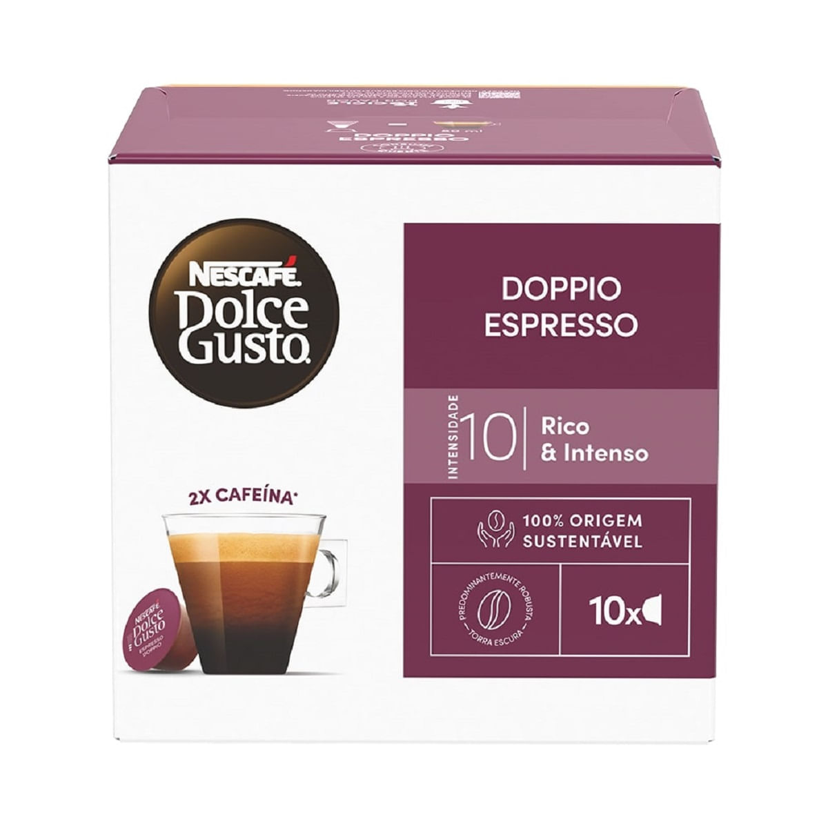Encontraproduto.com.br - Café em Cápsula Nescafé Dolce Gusto Torrado e Moído Doppio Espresso Caixa 80g c/ 10 Unid de 8g Cada