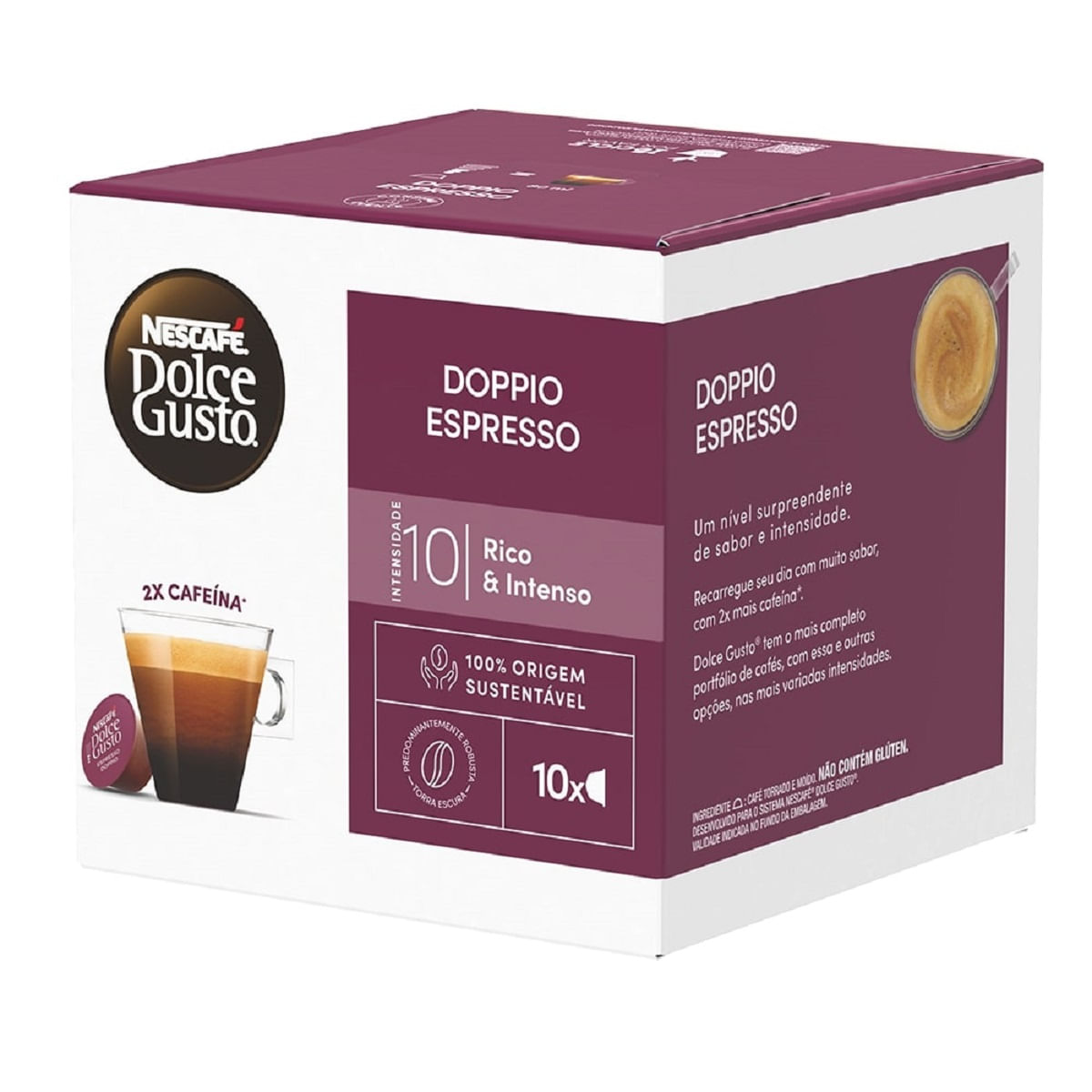 Encontraproduto.com.br - Café em Cápsula Nescafé Dolce Gusto Torrado e Moído Doppio Espresso Caixa 80g c/ 10 Unid de 8g Cada
