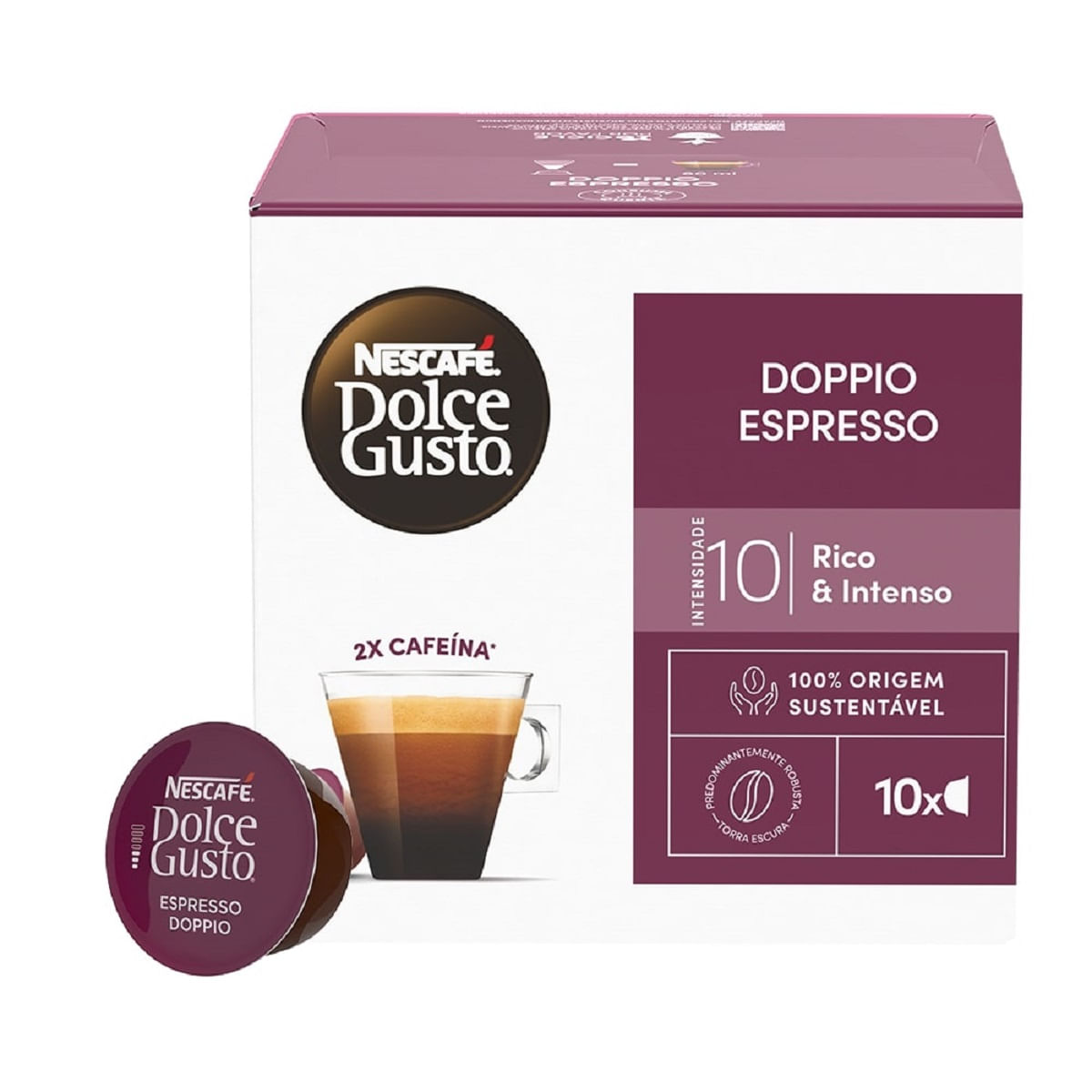 Encontraproduto.com.br - Café em Cápsula Nescafé Dolce Gusto Torrado e Moído Doppio Espresso Caixa 80g c/ 10 Unid de 8g Cada