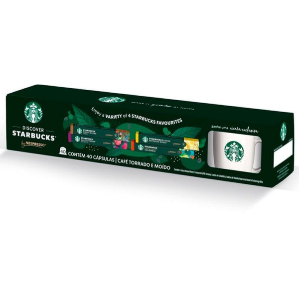 Encontraproduto.com.br - Café em Cápsula Starbucks Nespresso Grátis Caneca c/ 40 Unid