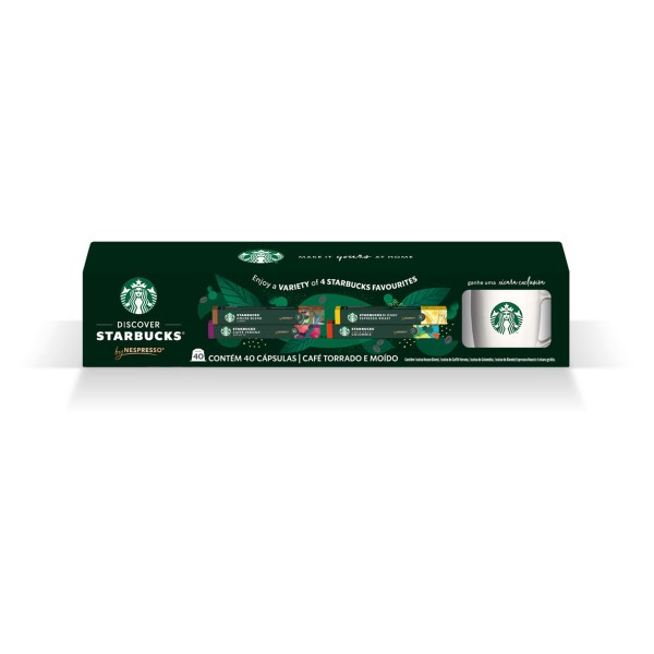 Encontraproduto.com.br - Café em Cápsula Starbucks Nespresso Grátis Caneca c/ 40 Unid