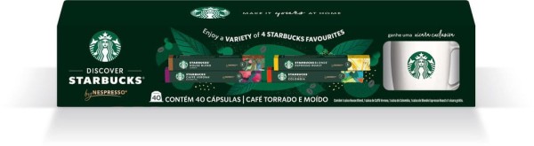 Encontraproduto.com.br - Café em Cápsula Starbucks Nespresso Grátis Caneca c/ 40 Unid
