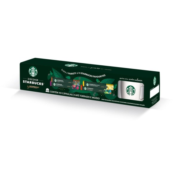 Encontraproduto.com.br - Café em Cápsula Starbucks Nespresso Grátis Caneca c/ 40 Unid