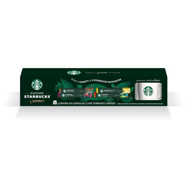 Encontraproduto.com.br - Café em Cápsula Starbucks Nespresso Grátis Caneca c/ 40 Unid