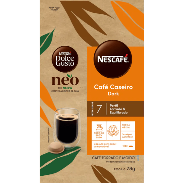 Encontraproduto.com.br - Café Dolce Gusto Caseiro Dark Neo 10 Cápsulas