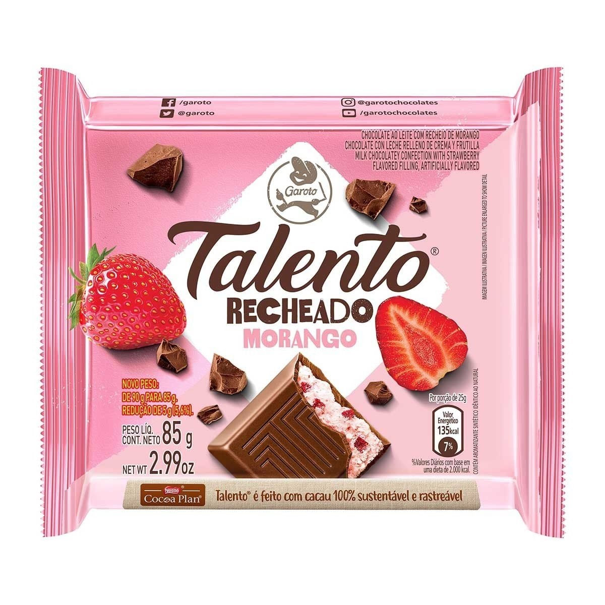Encontraproduto.com.br - Chocolate Garoto Talento Morango Pacote com 85g