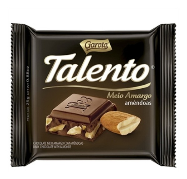 Chocolate Talento Meio Amargo E Amêndoas 12un 90g Garoto