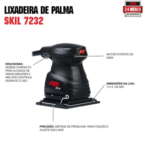 Encontraproduto.com.br - Lixadeira Orbital 7232 F0127232Ab 127V Skil