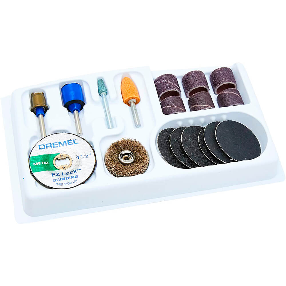 Encontraproduto.com.br - Kit Acessórios Dremel EZ-686 para Lixar e Desbastar com 18 Peças