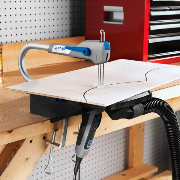 Encontraproduto.com.br - Serra Tico-tico de Bancada com 2 Acoplamentos Maleta e 10 Acessórios Moto-Saw 70W 2500RPM Dremel Cinza 220V - F013MS20NC - Bosch
