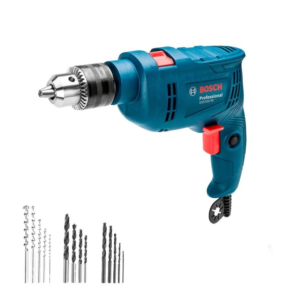 Encontraproduto.com.br - Furadeira de Impacto 1/2 GSB550-RE 550W com 14 Brocas Bosch