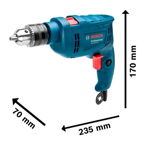 Encontraproduto.com.br - Furadeira de Impacto 1/2 GSB550-RE 550W com 14 Brocas Bosch